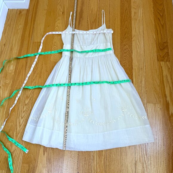Ann Taylor Dress Light Yellow Embroidered Silk Cotton (8) - Picture 9 of 10